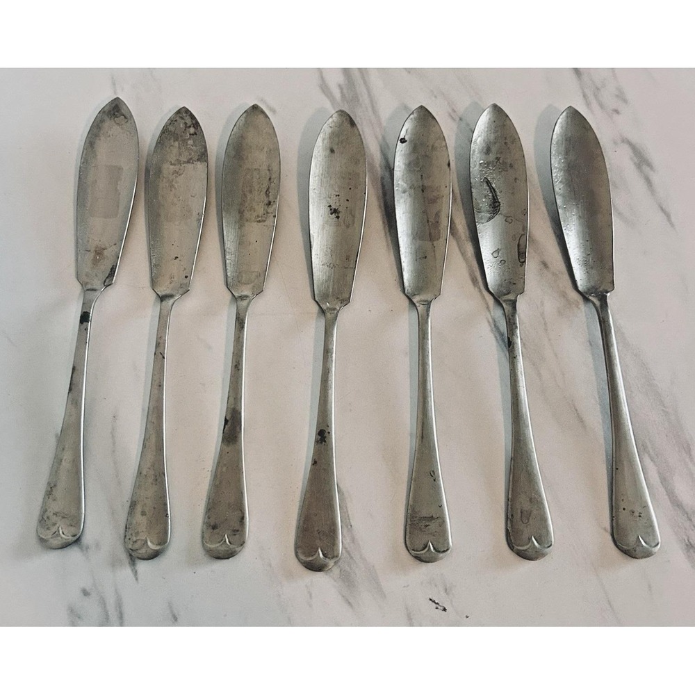 Vintage Butter Spreader Knives‎ Rustless Nickel Silver Lot of 7 Gentry England A
